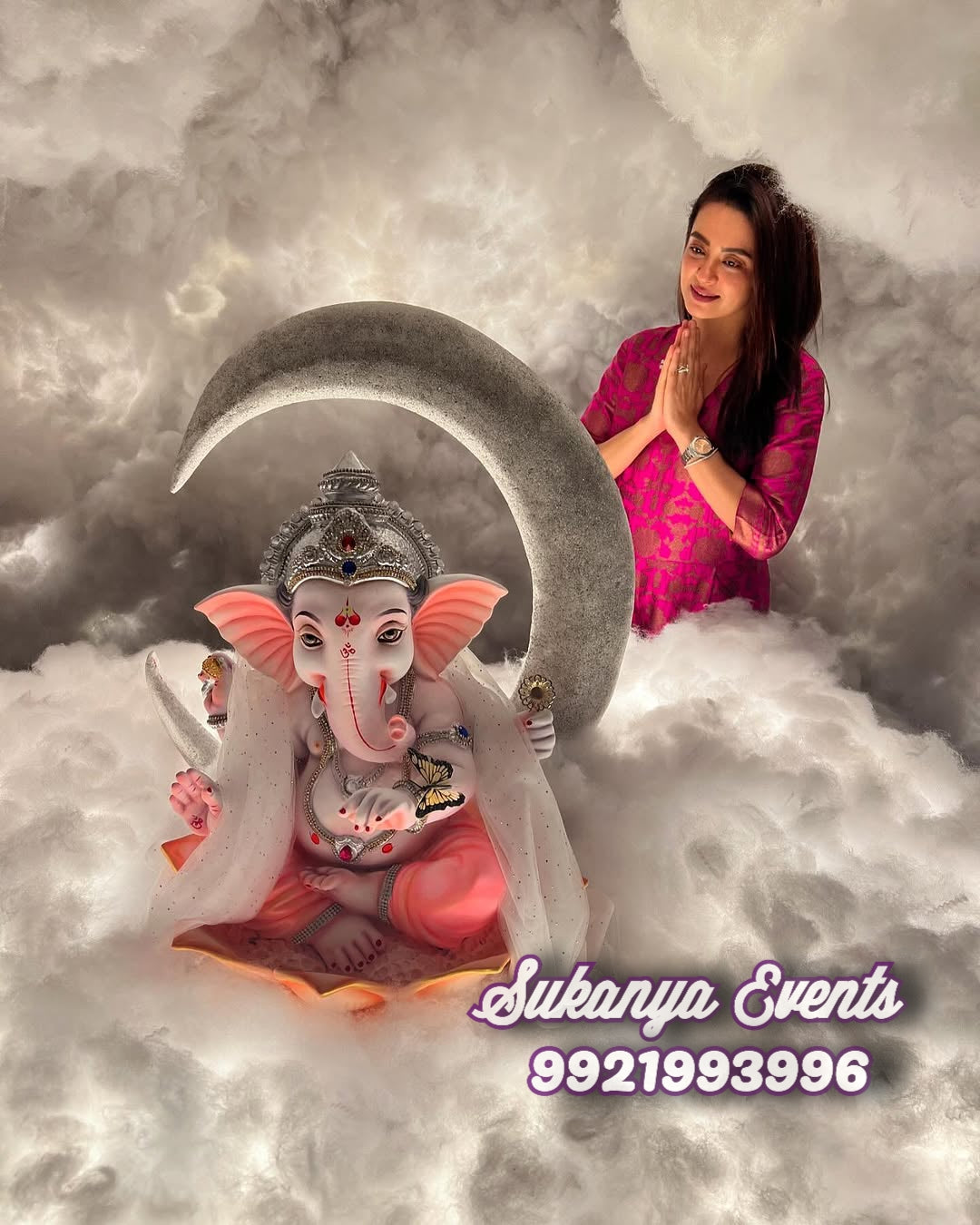 Cloud Theme Ganpati Decoration At Home