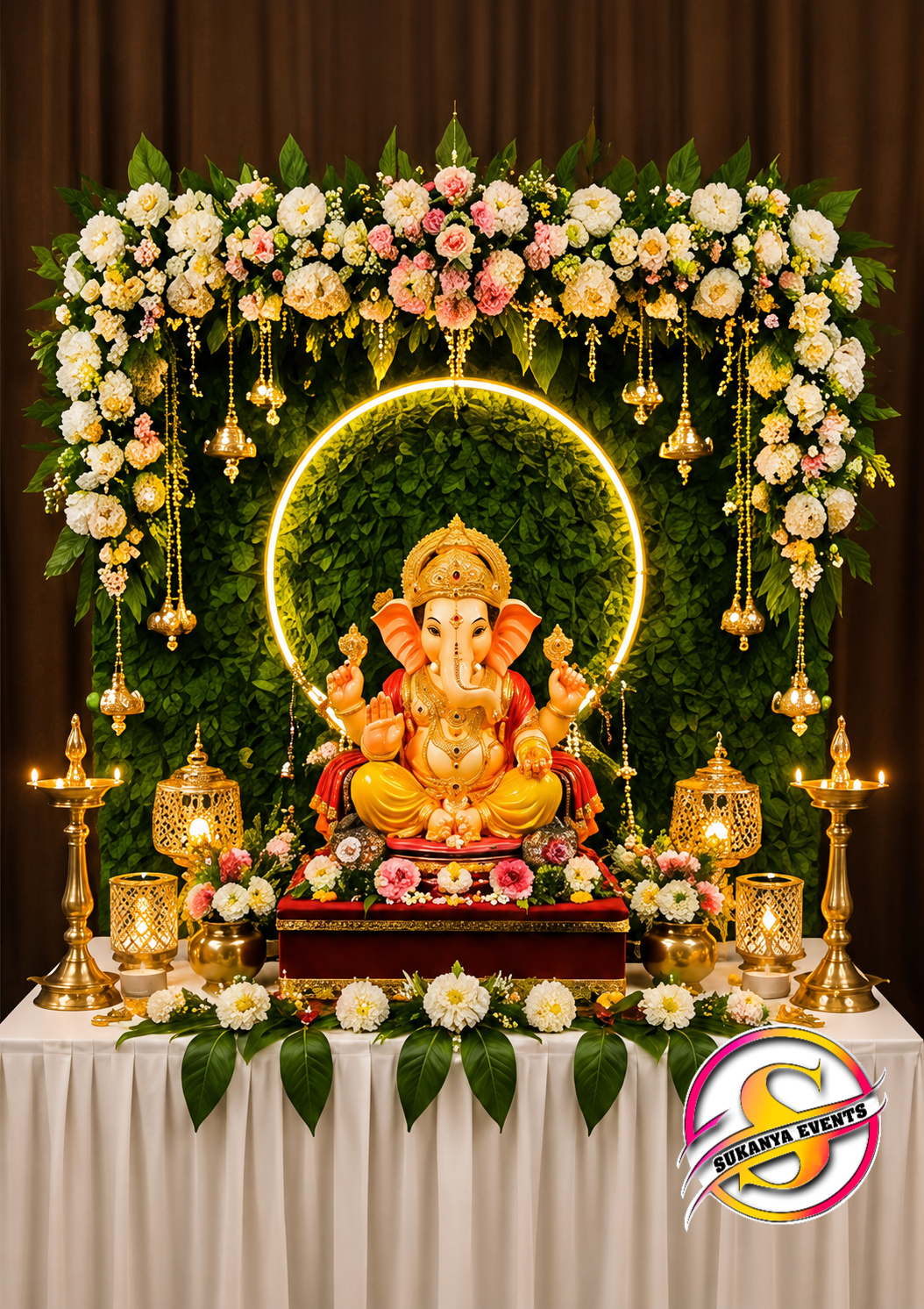 Beautiful Floral Decoration For Ganpati Decoration For Home
