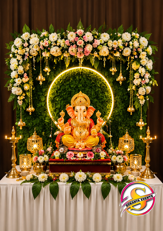 Beautiful Floral Decoration For Ganpati Decoration For Home
