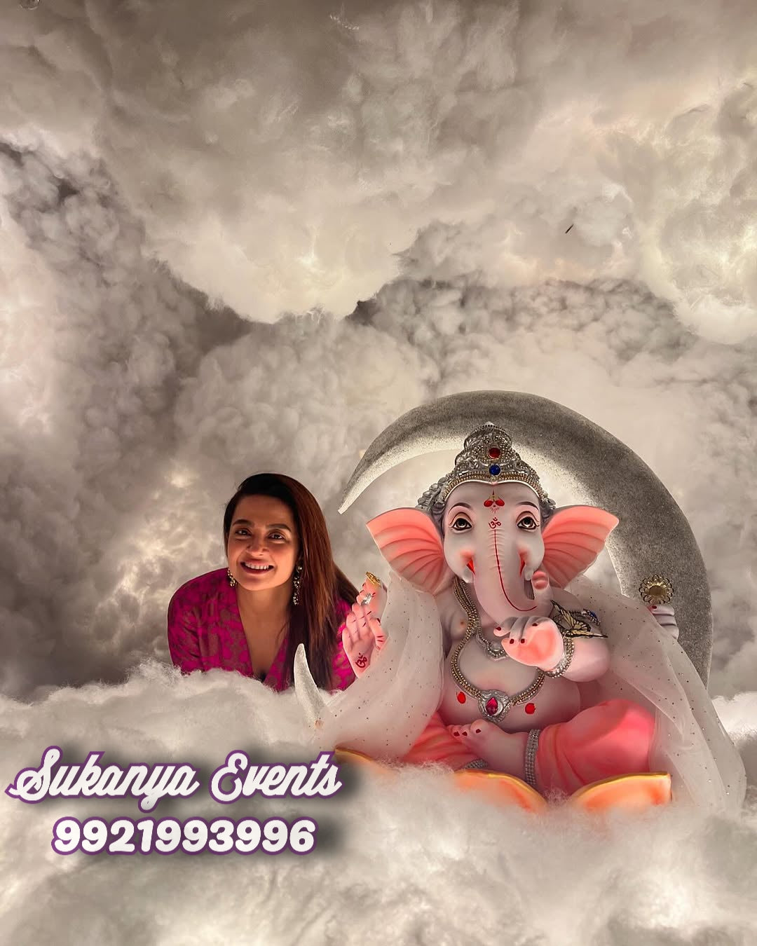 Cloud Theme Ganpati Decoration At Home