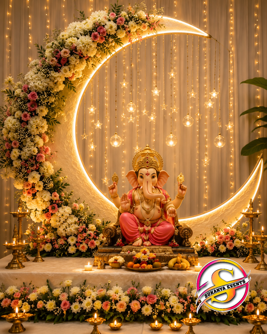 Elegant Crescent Moon Ganesh Chaturthi Decoration