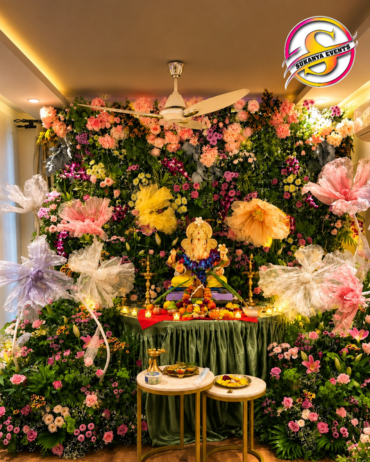 Enchanting Jungle Theme Ganpati Decoration for Home