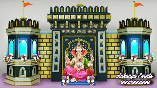 Ganpti decorations kaman | Simple stage decorations, Ganpati decoration  design, Flower decorations